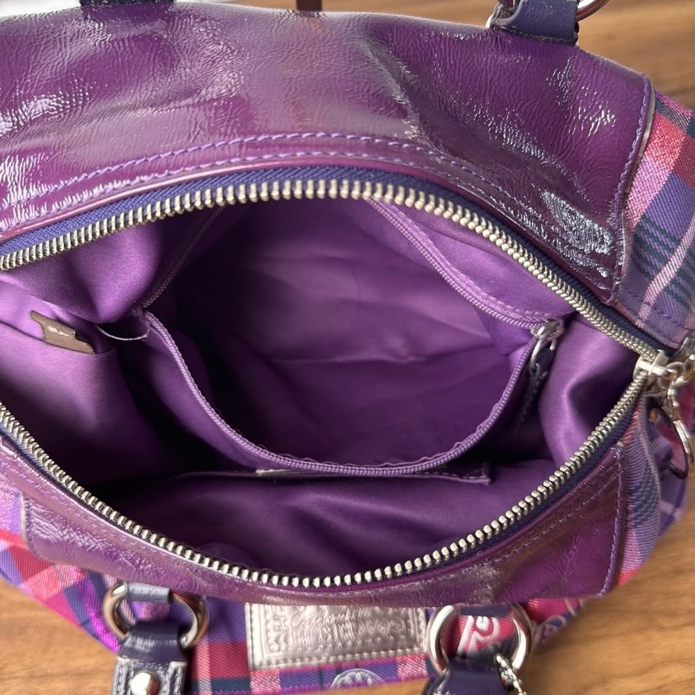 Coach Poppy Purple Tartan Plaid Satchel Limited Edition Hang Tags 15884 - Picture 16 of 16